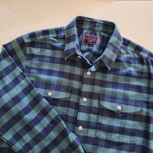 UNTUCKit Slim-fit blue green long sleeve flanned plaid button shirt mens size‎ S
